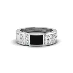 Men White Gold Lab Grown Diamond-Studded The Luminescence Band Ring-image-129