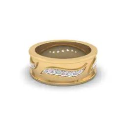 Men Yellow Gold Lab Grown Diamond-Studded Cascade Band Ring-image-7