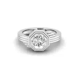 Men White Gold Lab Grown Diamond-Studded Solitaire Architect Ring-image-69