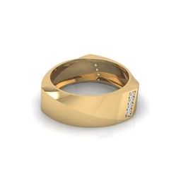 Men Yellow Gold Lab Grown Diamond-Studded Trilateralis Ring-image-96