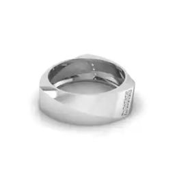 Men White Gold Lab Grown Diamond-Studded Trilateralis Ring-image-95