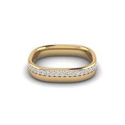 Men Yellow Gold Lab Grown Diamond-Studded Band Ring-image-87