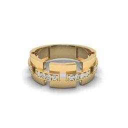 Men Yellow Gold Lab Grown Diamond The Interlock Link Ring-image-95