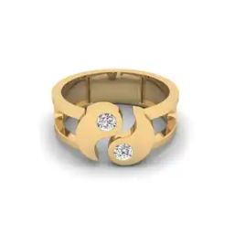 Men Yellow Gold Lab Grown Diamond Yin Yang Ring-image-51