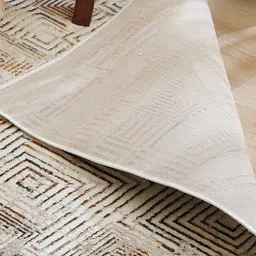 Home Centre Zephyr Camden Beige & Black Geometric Printed Rectangular Woven Carpet image 3