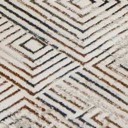 Home Centre Zephyr Camden Beige & Black Geometric Printed Rectangular Woven Carpet image 4