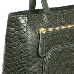 Hidesign Dark Green Snakeskin Textured Leather Structured Shoulder Bag image 3