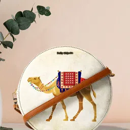 DailyObjects Off-White & Khaki White Camel - Orbis Printed Sling Bag image 1