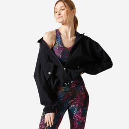 Women Gym Jacket Hooded - Black-image-5