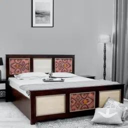 fabuliv Andros Sheesham Wood Queen Size Bed in Walnut Finish with Hydraulic Storage-picture-33