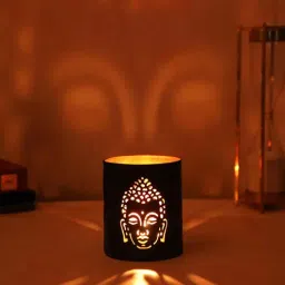 the home co. Buddha Cut Black & Gold Metal Candle Stand-picture-42