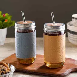 ceradeco Set Of 2 Water Glass With Straw And Lid-picture-49