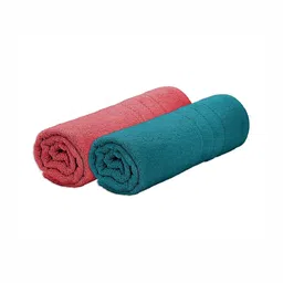 The Happy Pod 2 Piece Teal & Coral 530 GSM High Absorbent Bamboo Cotton Bath Towels-picture-51