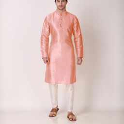 PulseIQ Men Pink Art Silk Kurta Sets-picture-15