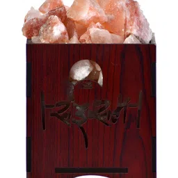GLOBAL AROMA Basket Rock Salt Brown Wooden Sai Ram Square Table Lamp image 5