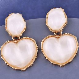 Estailo fashion Artificial Stones Studded Heart Shaped Drop Earrings-image-53