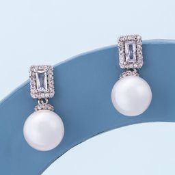 Kushal's Fashion Jewellery Rhodium-Plated Party Zircon Classic Drop Earrings-image-72