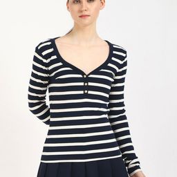 Tommy Hilfiger Women Striped Pockets Slim Fit T-shirt-image-33