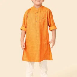 Fabindia Boys Ethnic Motifs Printed Band Collar Straight Kurta-40