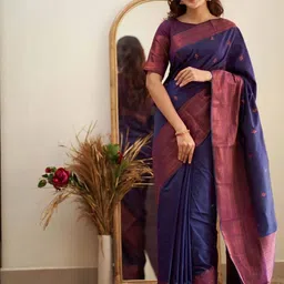 Sita Navy Blue Silk Blend Woven Design Sarees-picture-22
