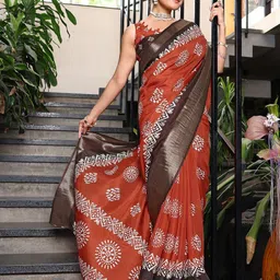 Lookmark Ethnic Motifs Printed Zari Ikat Saree-picture-3