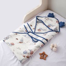 Little Surprise Box LLP Blue & White Super Soft Breathable Muslin Cotton Blanket-image-71