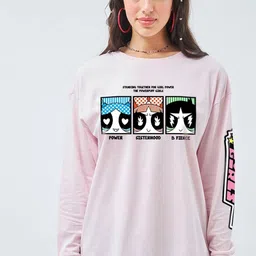 Bewakoof Official Cartoon Network Merchandise Women Pink Graphic Printed Oversized T-shirt-picture-22