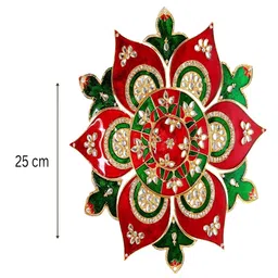 Kala Samarpan Green & Red Meenakari Foldable Rangoli With Centerpiece image 5