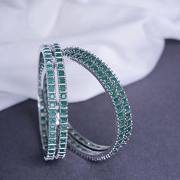 Opal Touch Set Of 4 Rhodium-Plated AD Studded Bangles-48