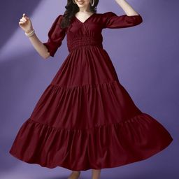 Femvy Applique Crepe Fit & Flare Maxi Dress-picture-3