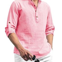 Edin Men Peach Cotton Kurtas-image-110