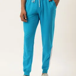 AMSWAN Men Striped Cotton Mid-Rise Joggers-image-1
