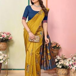 saretramall Floral Woven Design Zari Banarasi Saree-image-97