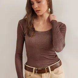 Olalook Women Solid Scoop Neck Regular Top-image-39