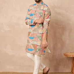 Prakatha Men Floral Printed Kurta with Pyjama-image-71