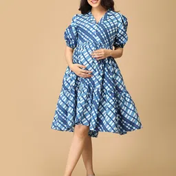 The Mom Store Checked Maternity Dress-image-29