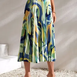 LookShine Printed A-Line Flared Midi Skirt image 4