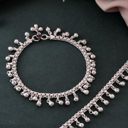 Silvermerc Designs Silver-Plated Lightweight Ghungroo Anklet-picture-30