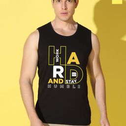 WOOSTRO Pack Of 2 Printed Super Combed Cotton Gym Vests VWS26(HARD BLACK)(PLAIN YELLOW)-44