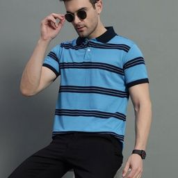 GET GOLF Men Striped Polo Collar Cotton T-shirt-image-90