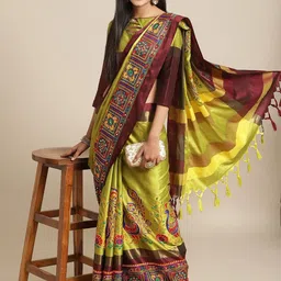 KAVINDI Ethnic Motifs Embroidered Heavy Work Saree-image-13