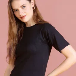 Mast & Harbour Self Design Round Neck Cotton Top-picture-18