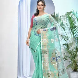 DESH BIDESH Woven Design Zari Pure Cotton Jamdani Saree-image-99