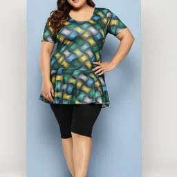 BAESD Plus Size Printed Swimwear & Attached Shorts With Goggle-image-30