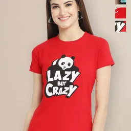 Metronaut Women Pack of 3 Graphic Printed Round Neck Cotton T-shirts-image-102