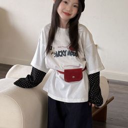 LULU & SKY Girls V-Neck Extended Sleeves Monochrome Pockets T-shirt-image-37