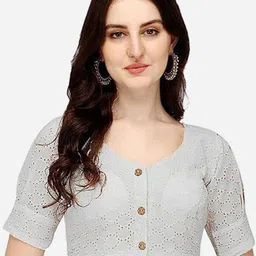 HERE&NOW Embroidered Cotton Saree Blouse-picture-19