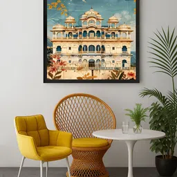 999Store Brown & Blue Architectural Canvas Wall Art-image-6