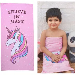 MumsLap Unisex Kids Pink 1 Unicorn Printed Terry Cotton 380 GSM Bath Towel-image-19