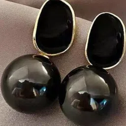 AKISON JEWELS Women Black Circular Studs Earrings-image-71